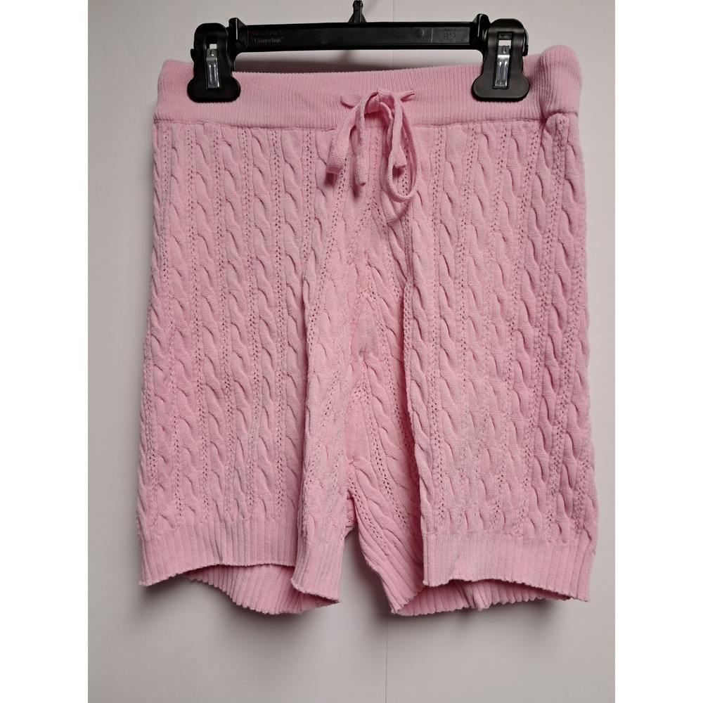 Blue Blush Pink Cable Knit Drawstring‎ Lounge Shorts Womens Medium